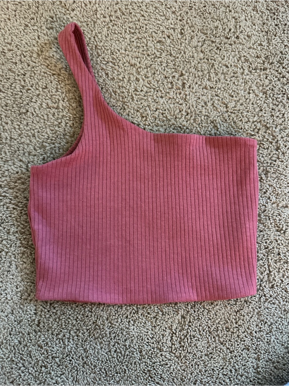 Lulu's One-Shoulder Ribbed Crop Top - Dusty Rose